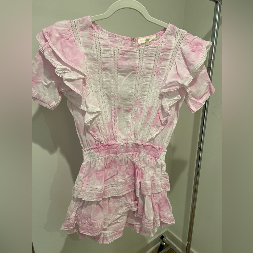 Loveshackfancy Natasha, in pale pink tie dye; EUC